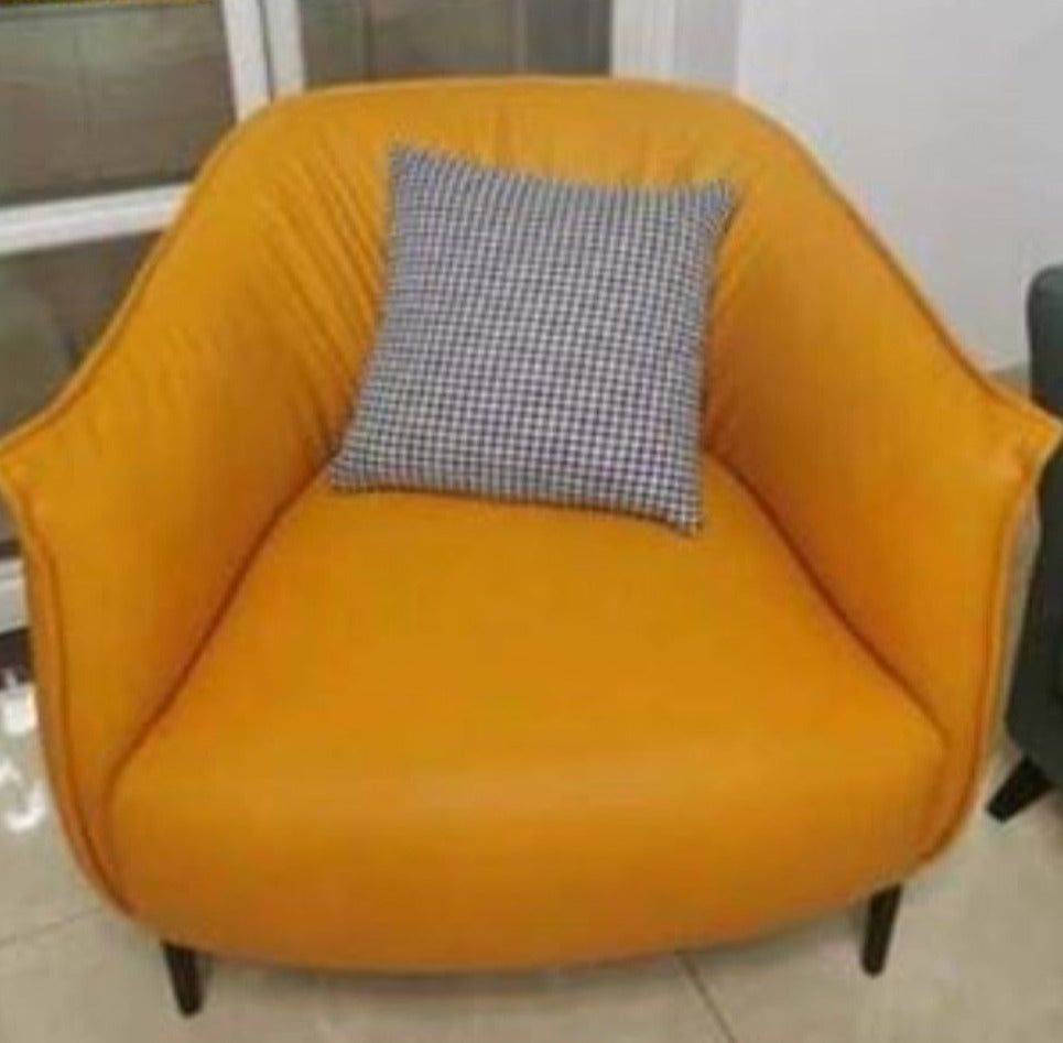Lixra Contemporary Leather Accent Chair With Cushion