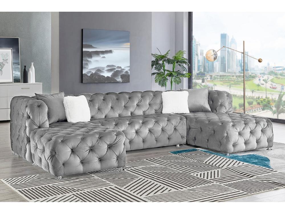 Lixra Contemporary Look Exotic Design Velvet Fabric Modular Sectional Sofa