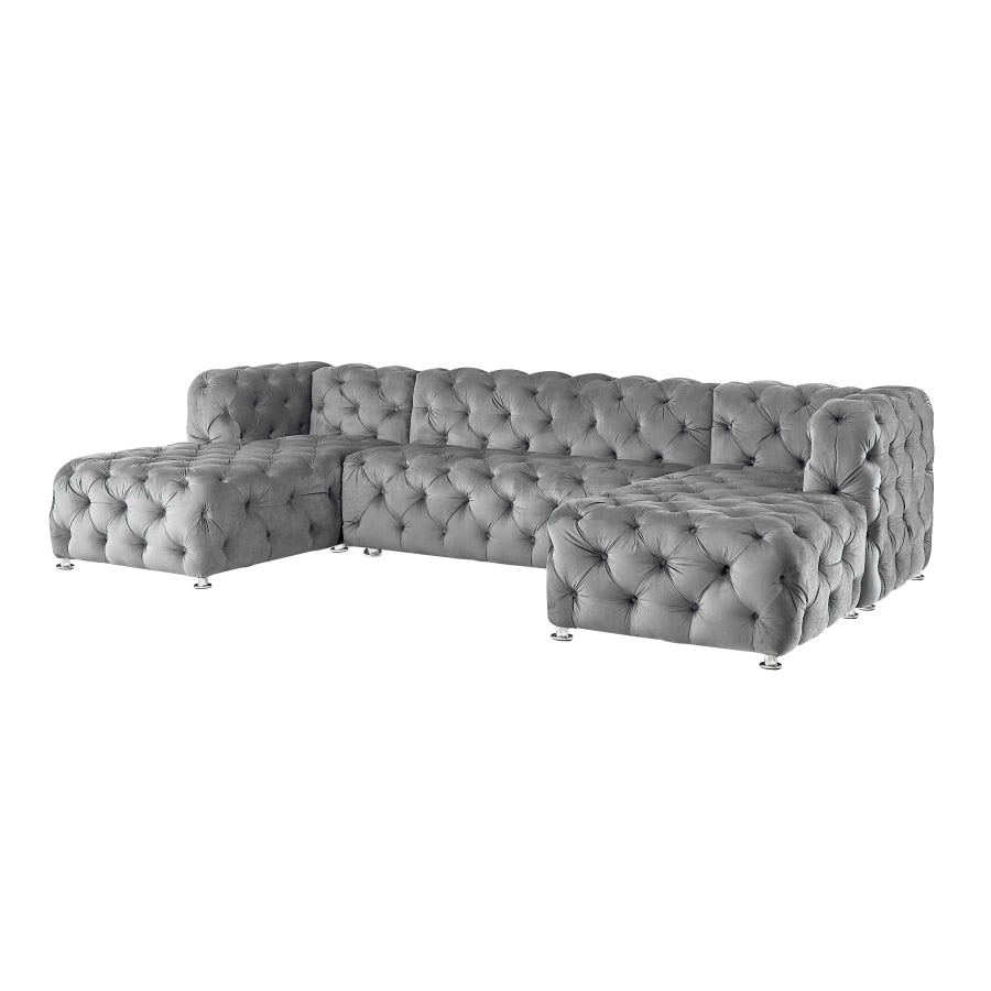 Lixra Contemporary Look Exotic Design Velvet Fabric Modular Sectional Sofa