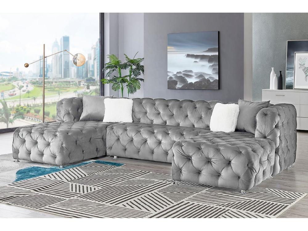 lixra Contemporary Look Exotic Design Velvet Fabric Modular Sectional Sofa