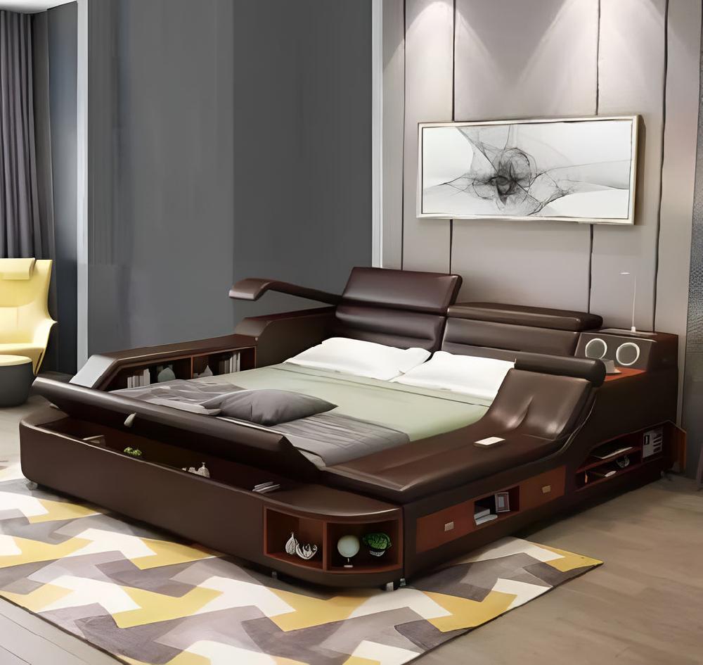 Lixra Contemporary Modern Multifunctional Leather Bed