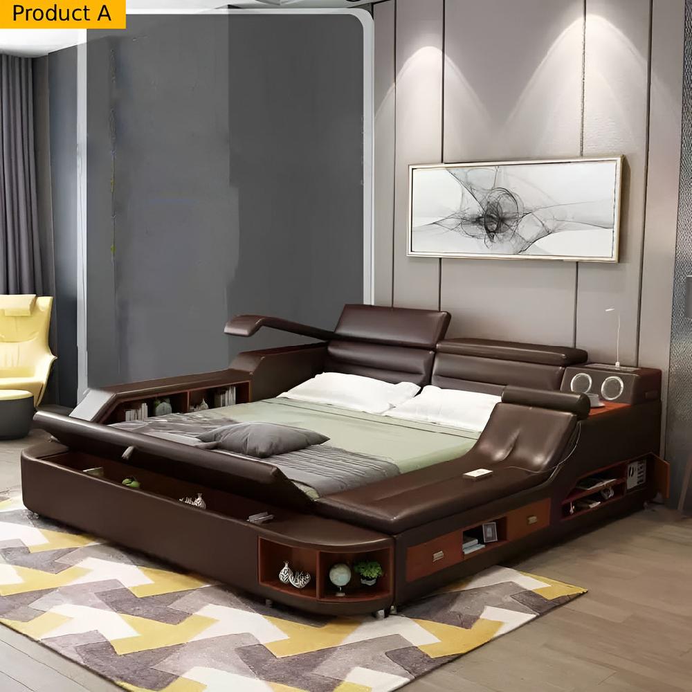 Lixra Contemporary Modern Multifunctional Leather Bed