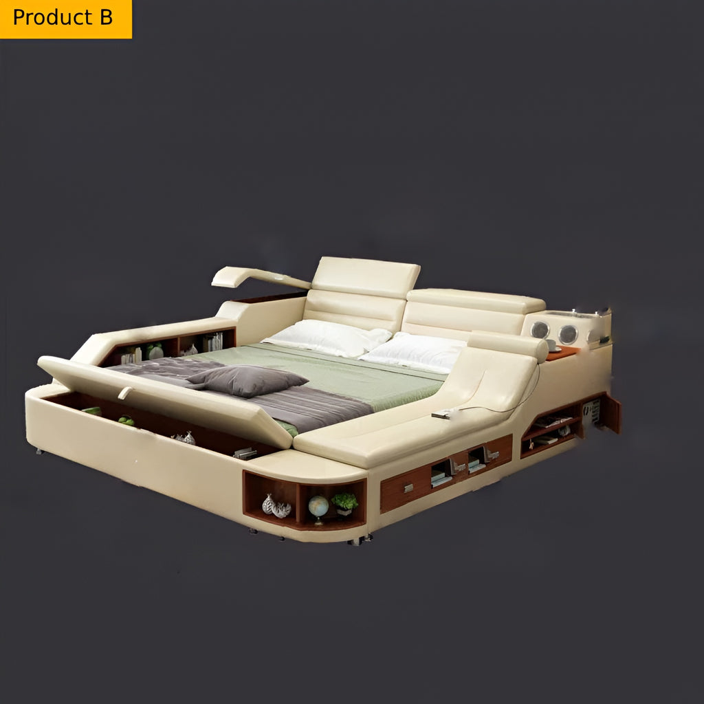 Lixra Contemporary Modern Multifunctional Leather Bed
