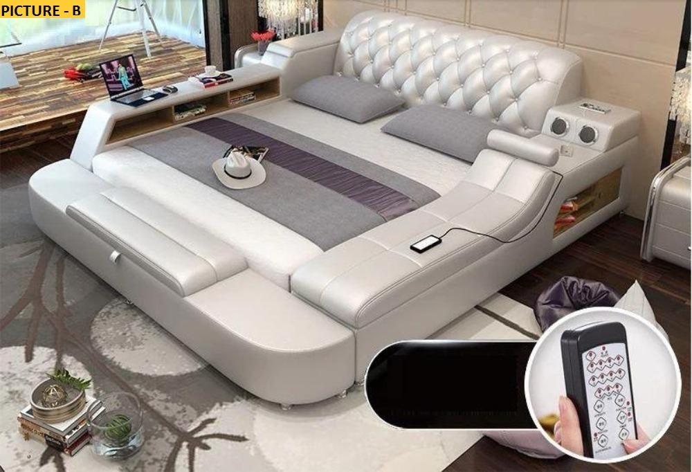 Lixra Contemporary Modern Multifunctional Leather Bed