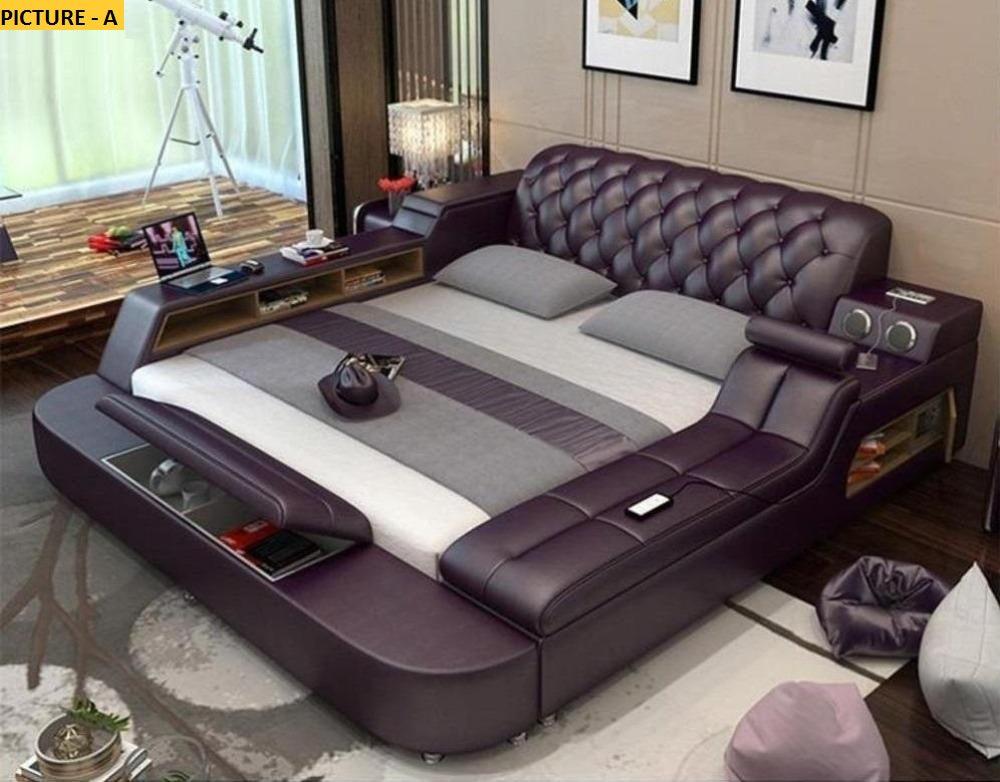 Lixra Contemporary Modern Multifunctional Leather Bed