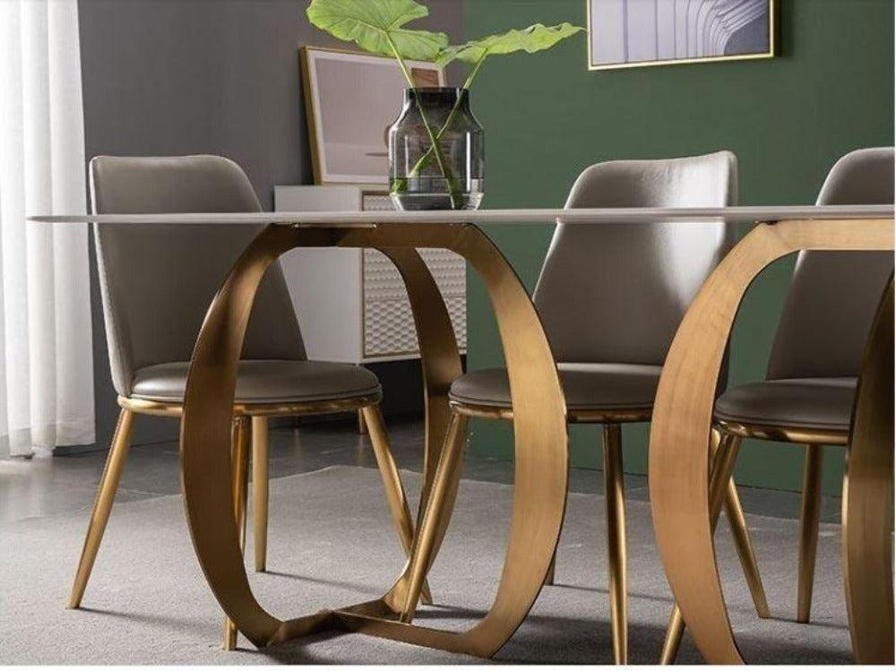 Lixra Conventional Rectangular Marble Dining Table Set