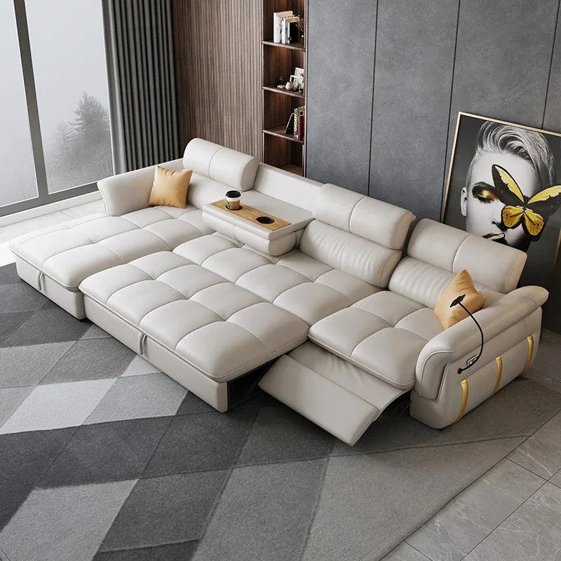 Lixra Convertible Power Electric Leather Recliner Sofa Bed