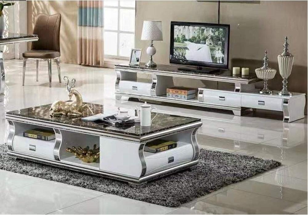 Lixra Creative Designed High End Quality Construct Marble Top Coffee Table And TV Stand