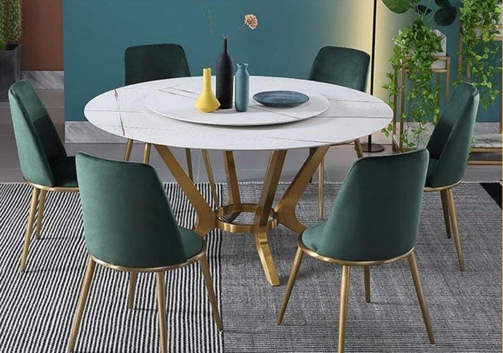 Lixra Creative Designed Marble-Top Dining Table Set