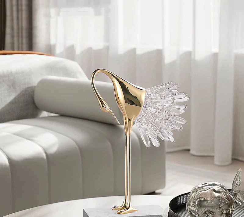 Lixra Creative Resin Ornaments Crystal Showpiece In White And Gold Finish