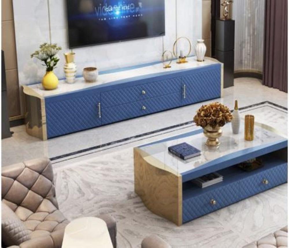 Lixra Decorative Marble Modern Coffee Table With TV Stand