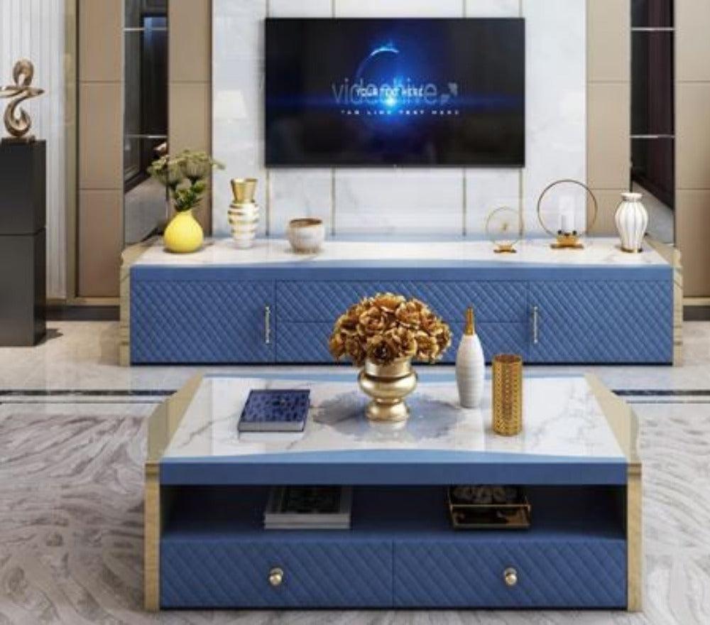 Lixra Decorative Marble Modern Coffee Table With TV Stand