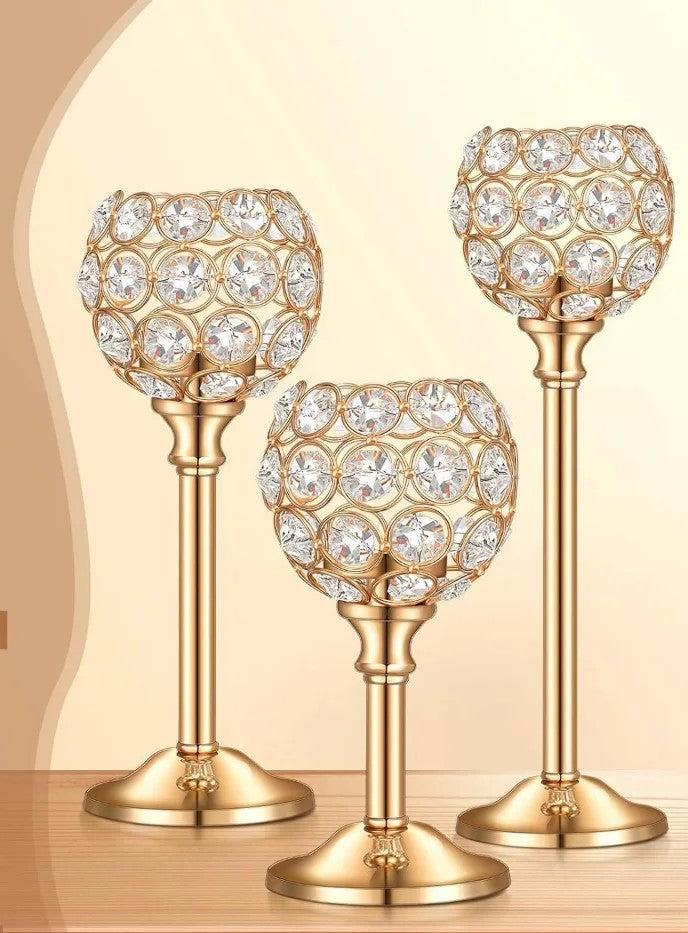 Lixra Dignified Sparkle 18 Pieces Crystal Candle Holder Centerpieces