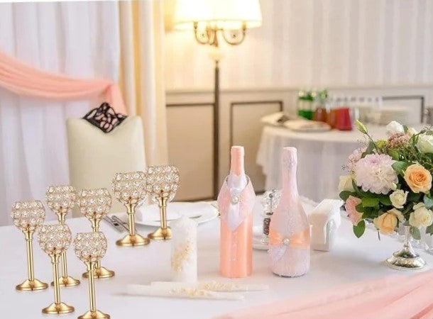 Lixra Dignified Sparkle 18 Pieces Crystal Candle Holder Centerpieces