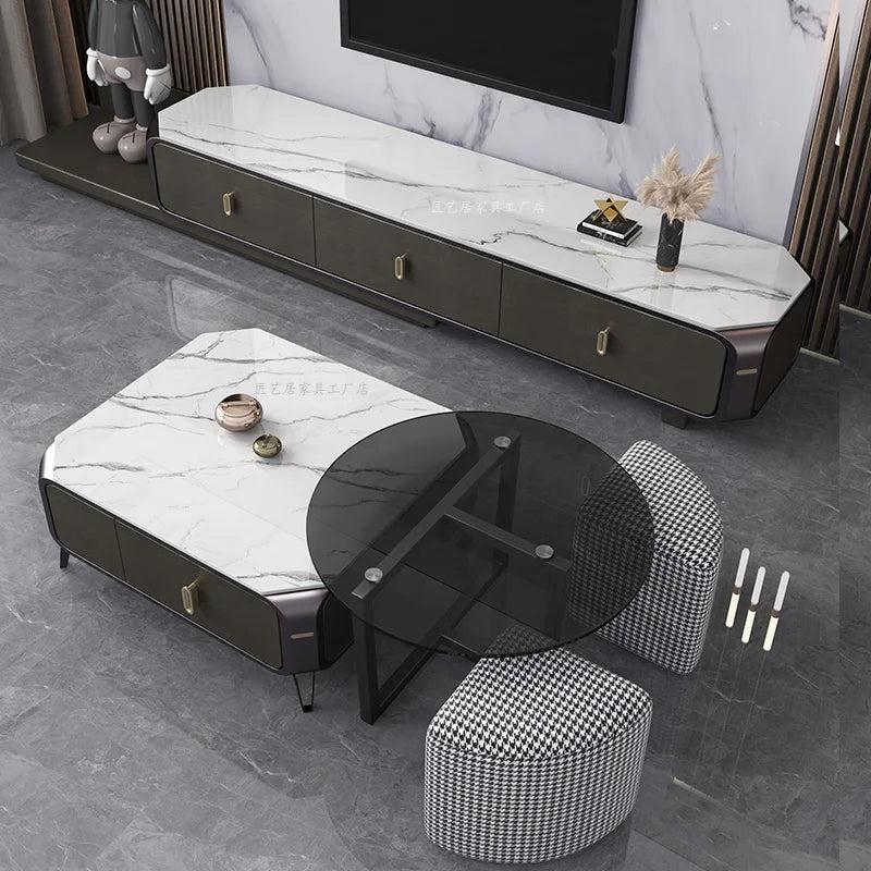 Lixra Dynamic Design Duo Retractable TV Stand And Modular Coffee Table Set