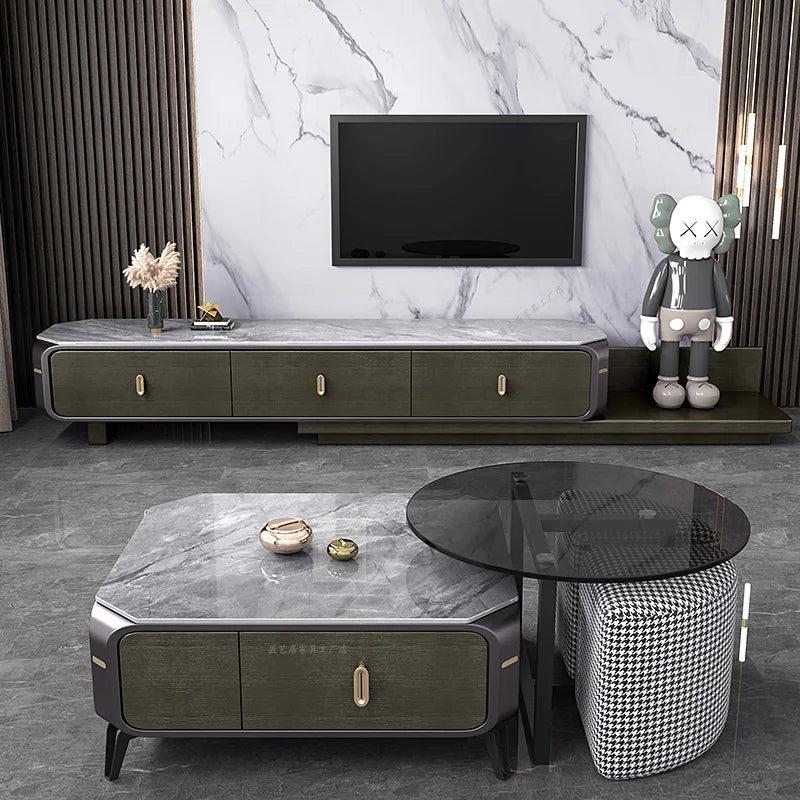 Lixra Dynamic Design Duo Retractable TV Stand And Modular Coffee Table Set