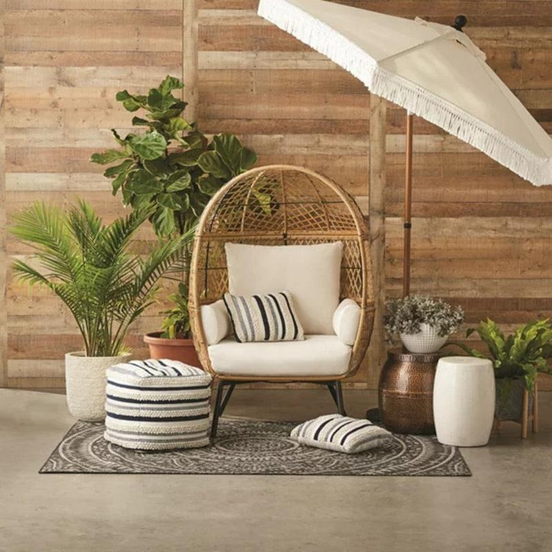 Lixra Egg Shaped Polyester Fabric Rattan Outdoor Sofa