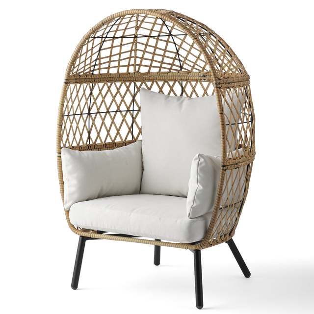 lixra Egg Shaped Polyester Fabric Rattan Outdoor Sofa