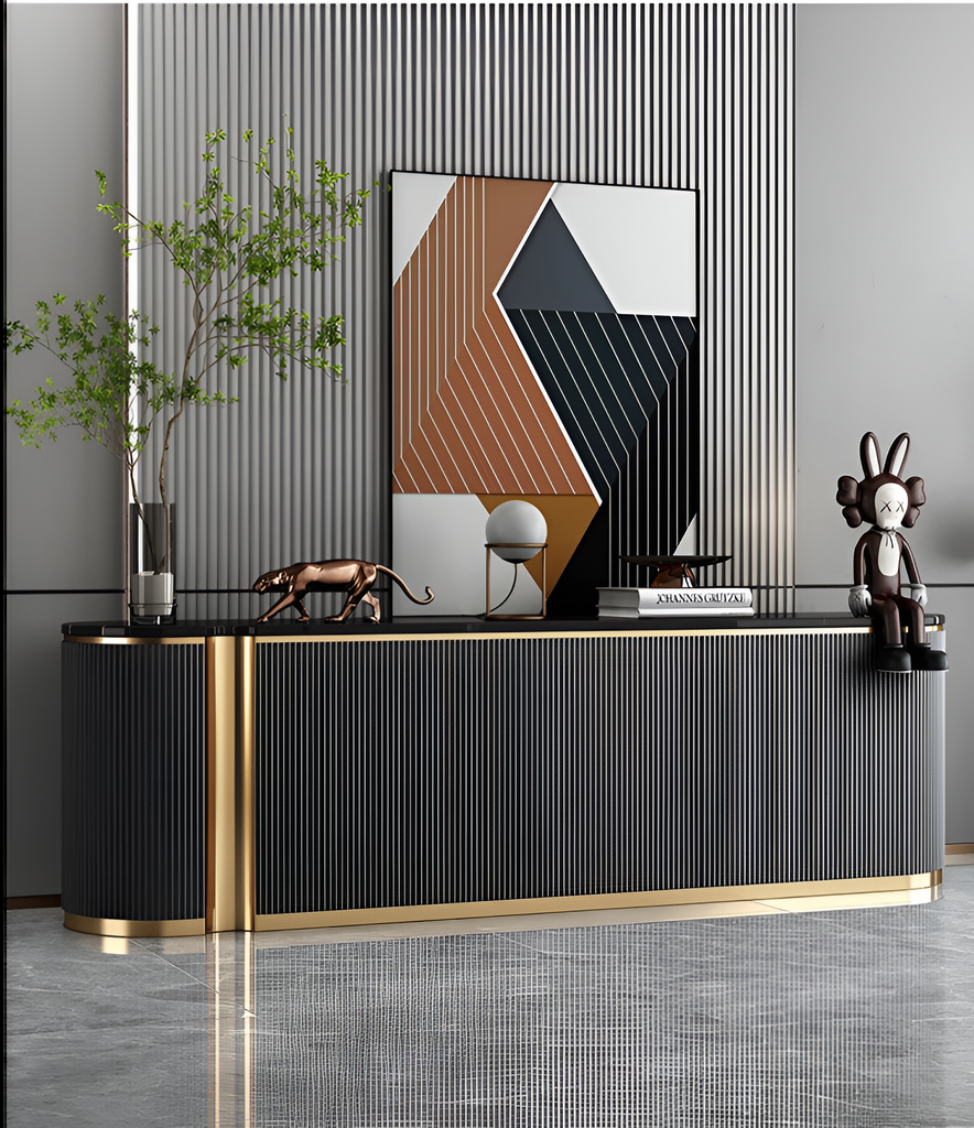 Lixra Elegant Marble Top TV-Stand With Storage Cabinets