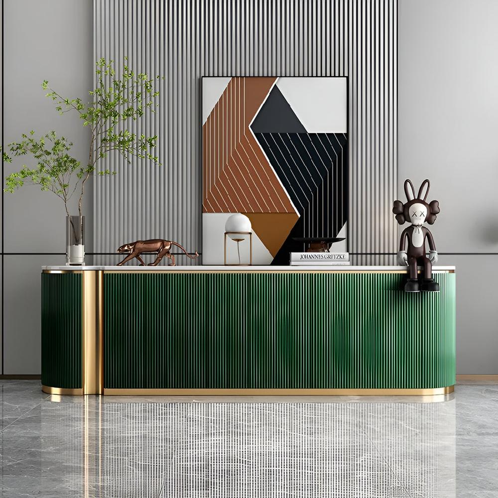 Lixra Elegant Marble Top TV-Stand With Storage Cabinets