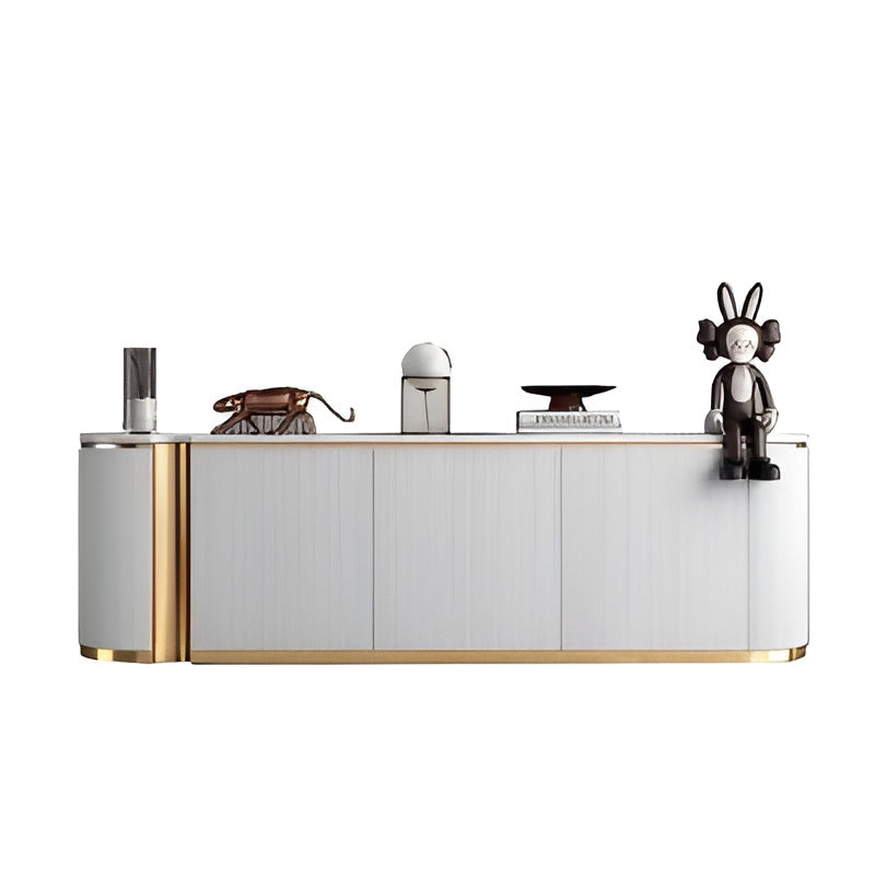 lixra Elegant Marble Top TV-Stand with Storage Cabinets