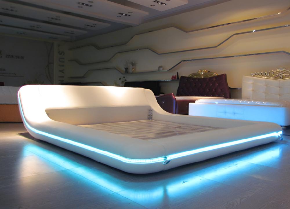 Lixra Elementary Design Leather Bed With LED Lights