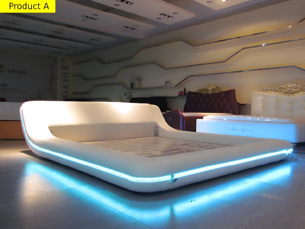 Lixra Elementary Design Leather Bed With LED Lights