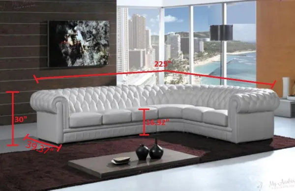 Lixra Elementary Design Tufted Backrest Genuine Leather Sectional Sofa