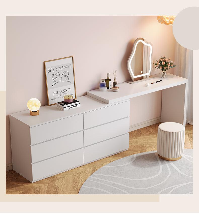 Lixra Elementary Design Wooden Dresser Table With Stool