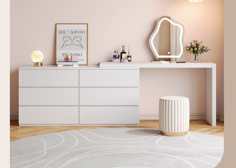 Lixra Elementary Design Wooden Dresser Table With Stool