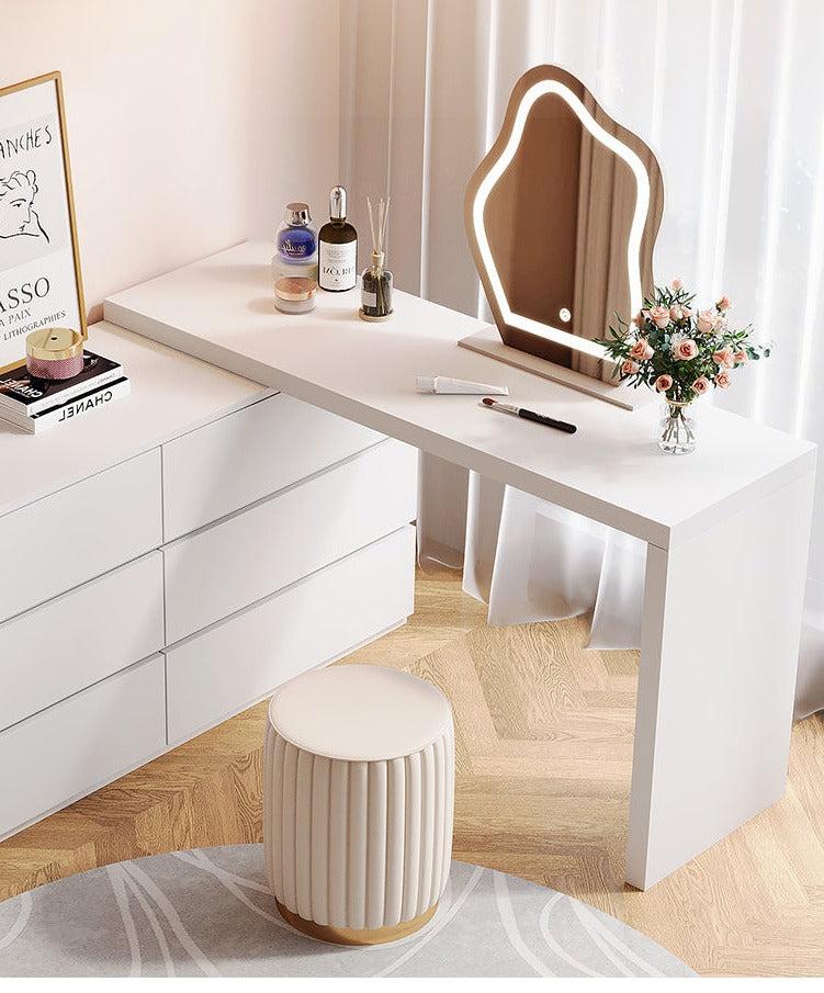 Lixra Elementary Design Wooden Dresser Table With Stool