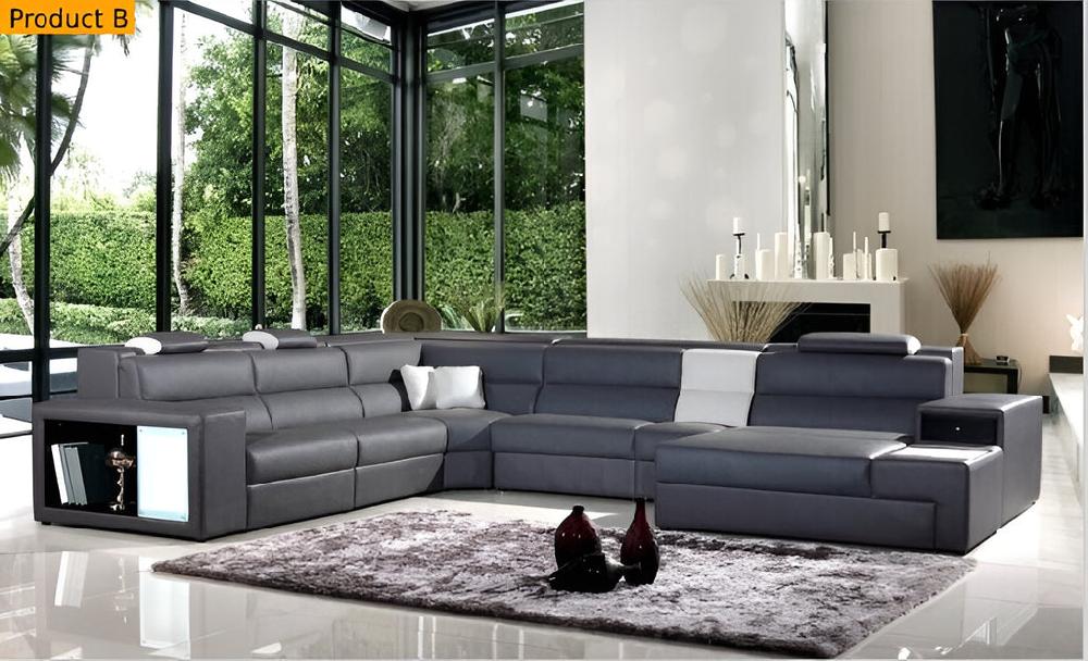 Lixra Endearing Design LED Leather Sectional Sofa Set