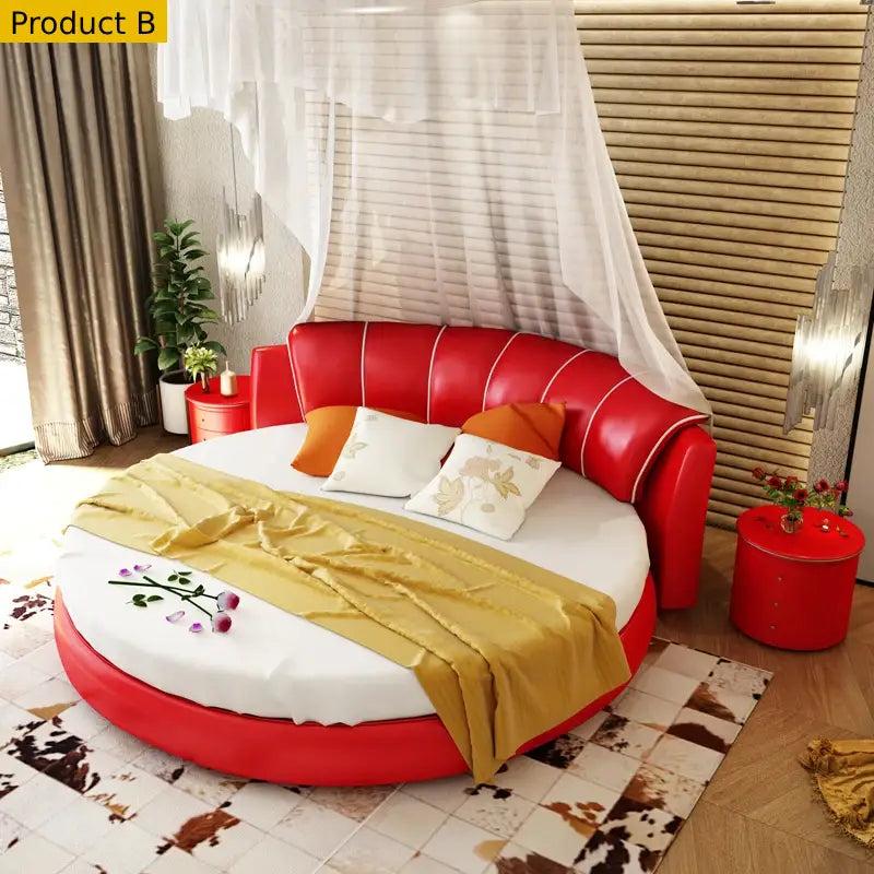 Lixra Enduring Design Sophisticated Leather Round Bed
