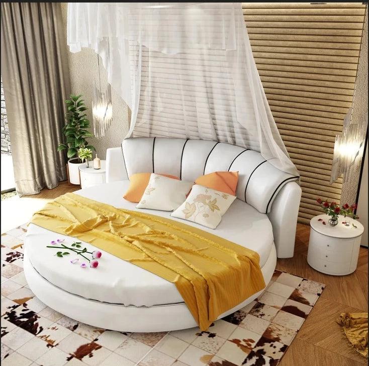 lixra Enduring Design Sophisticated Leather Round Bed