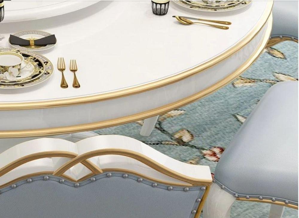 Lixra European Brusten Luxurious Wooden Dining Table Set