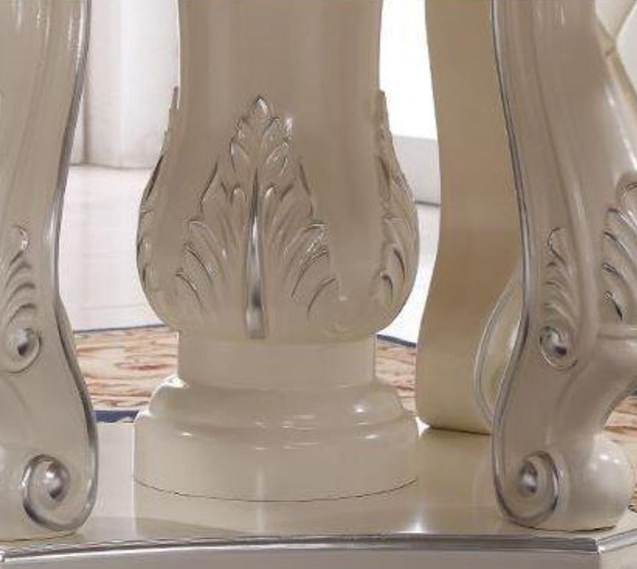 Lixra European Brusten Round Marble Dining Table Set