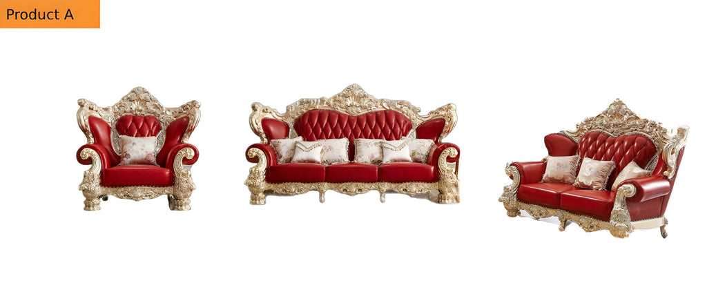 Lixra European Classic Liville Wooden Leather Sofa Set