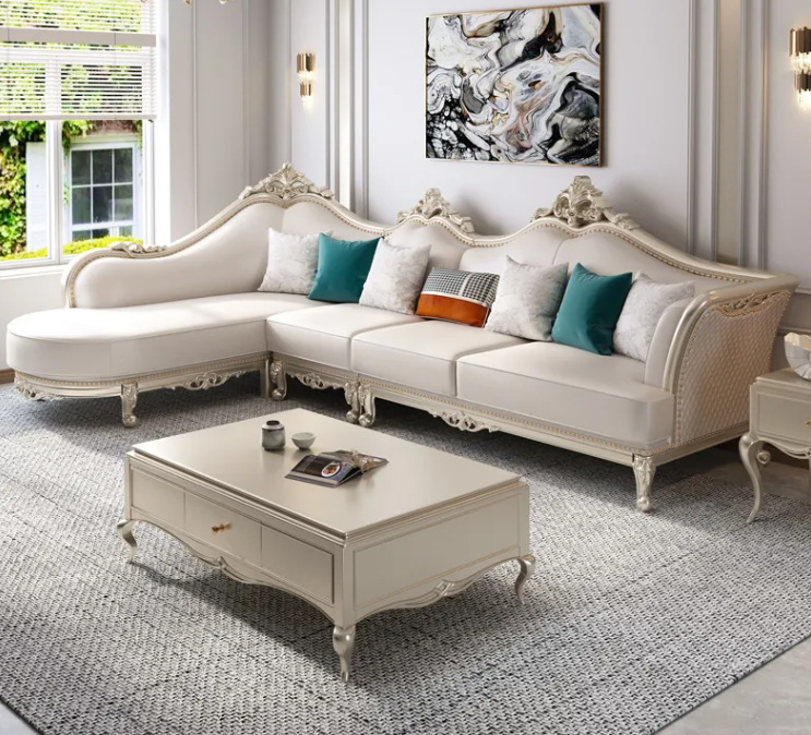 Lixra European Classical Liville Sectional Leather Couch