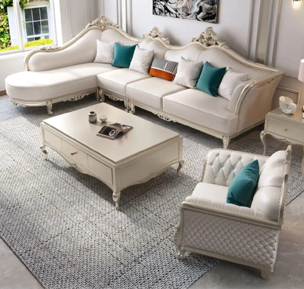 lixra European Classical Liville Sectional Leather Couch