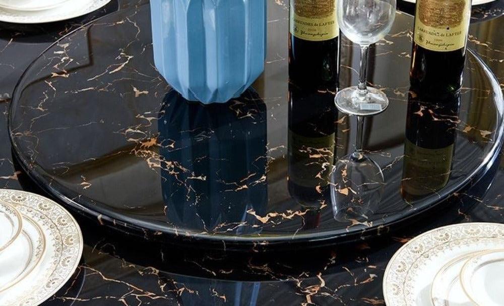 Lixra European Handcrafted Round Marble Dining Table Set