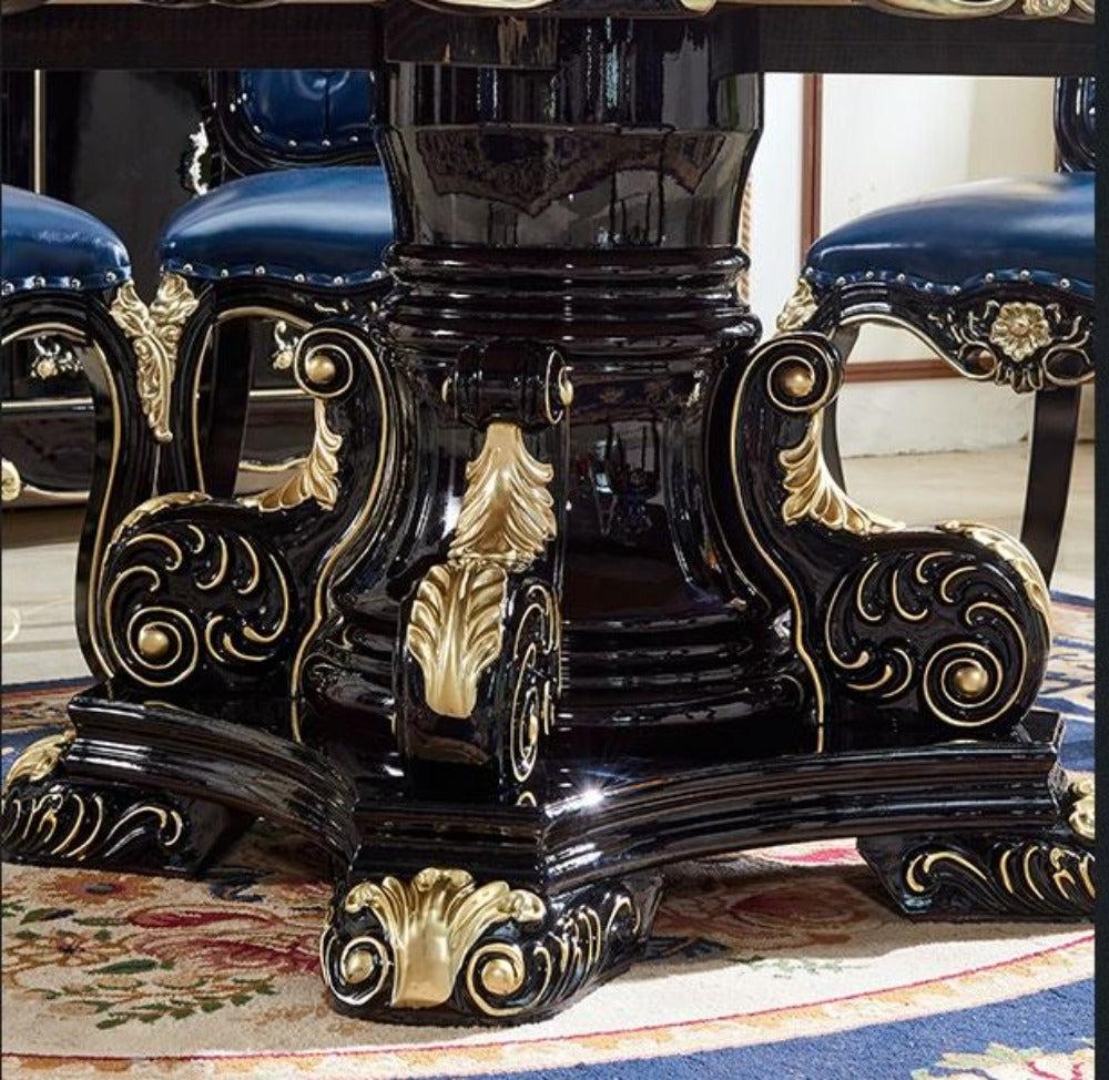 Lixra European Handcrafted Round Marble Dining Table Set