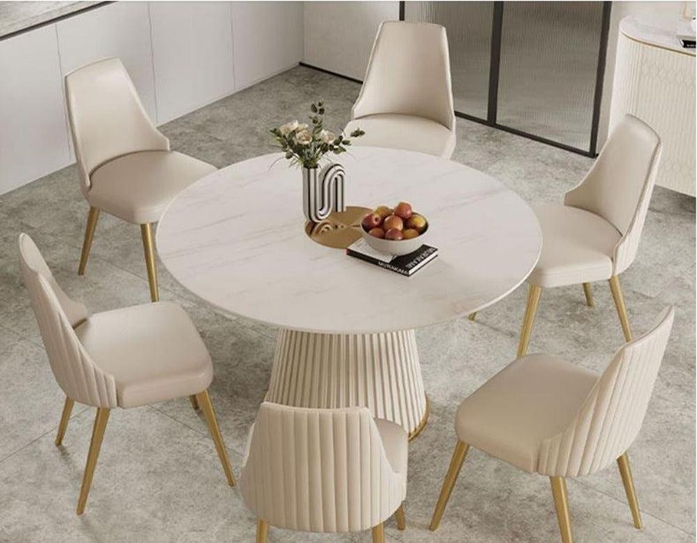 lixra European Home Comfort Marble Dining Table Set