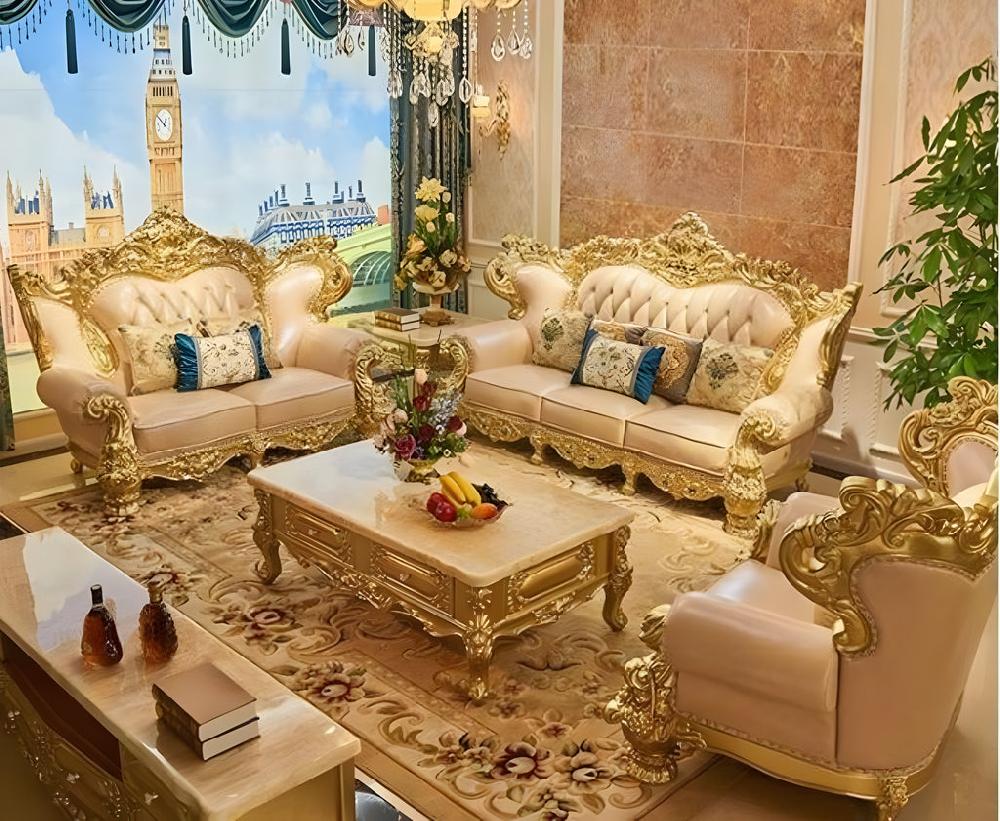 Lixra European Liville Traditional Leather Sofa Set