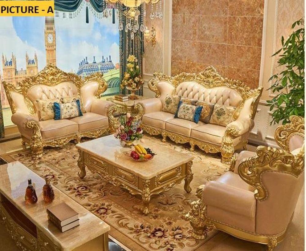 Lixra European Liville Traditional Leather Sofa Set