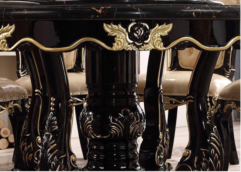 Lixra European Marble Wooden Dining Table Set For 6