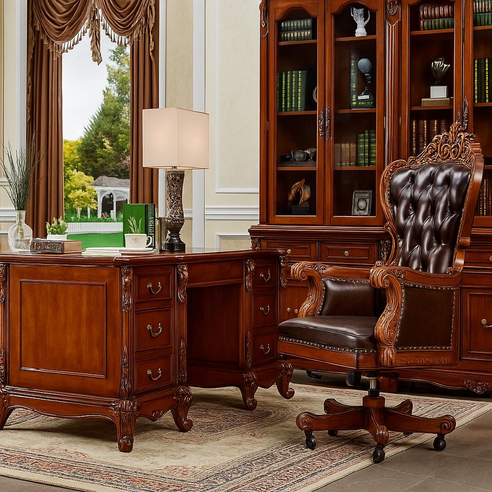 Lixra European Style Wooden Computer Desk For Office