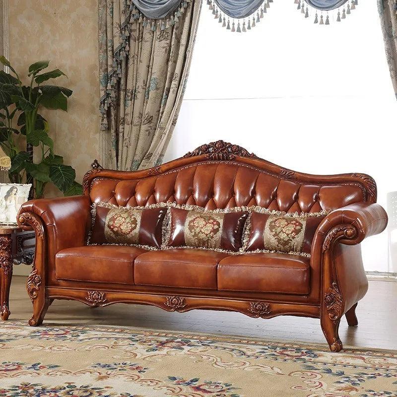 Lixra European Traditional Liville Leather Sofa Set 3+2+1
