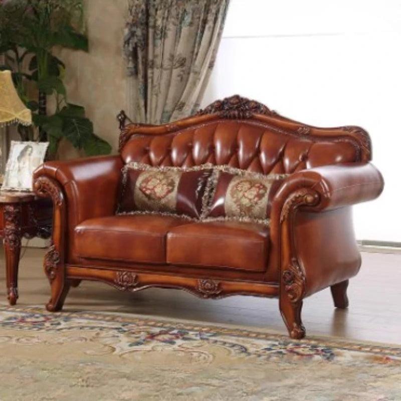 Lixra European Traditional Liville Leather Sofa Set 3+2+1