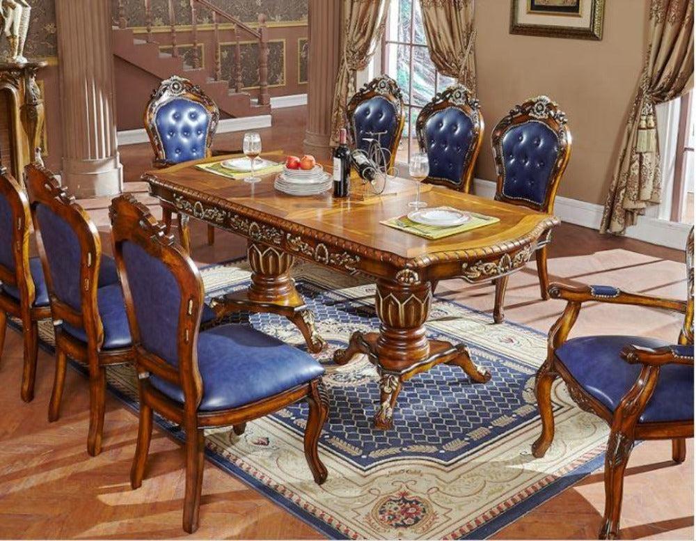 lixra European Wooden Rectangular Dining Table Set of 7