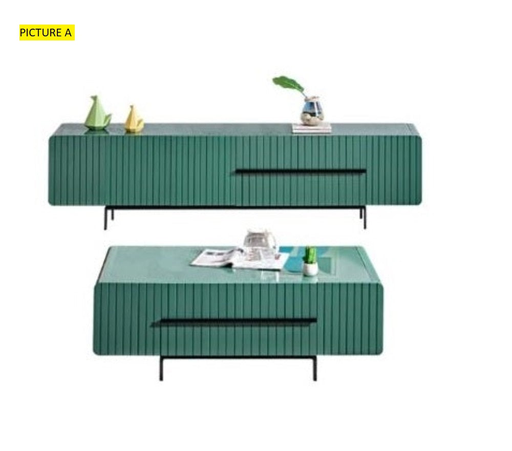 Lixra Excellent Finish Wooden Coffee Table And TV Stand Set